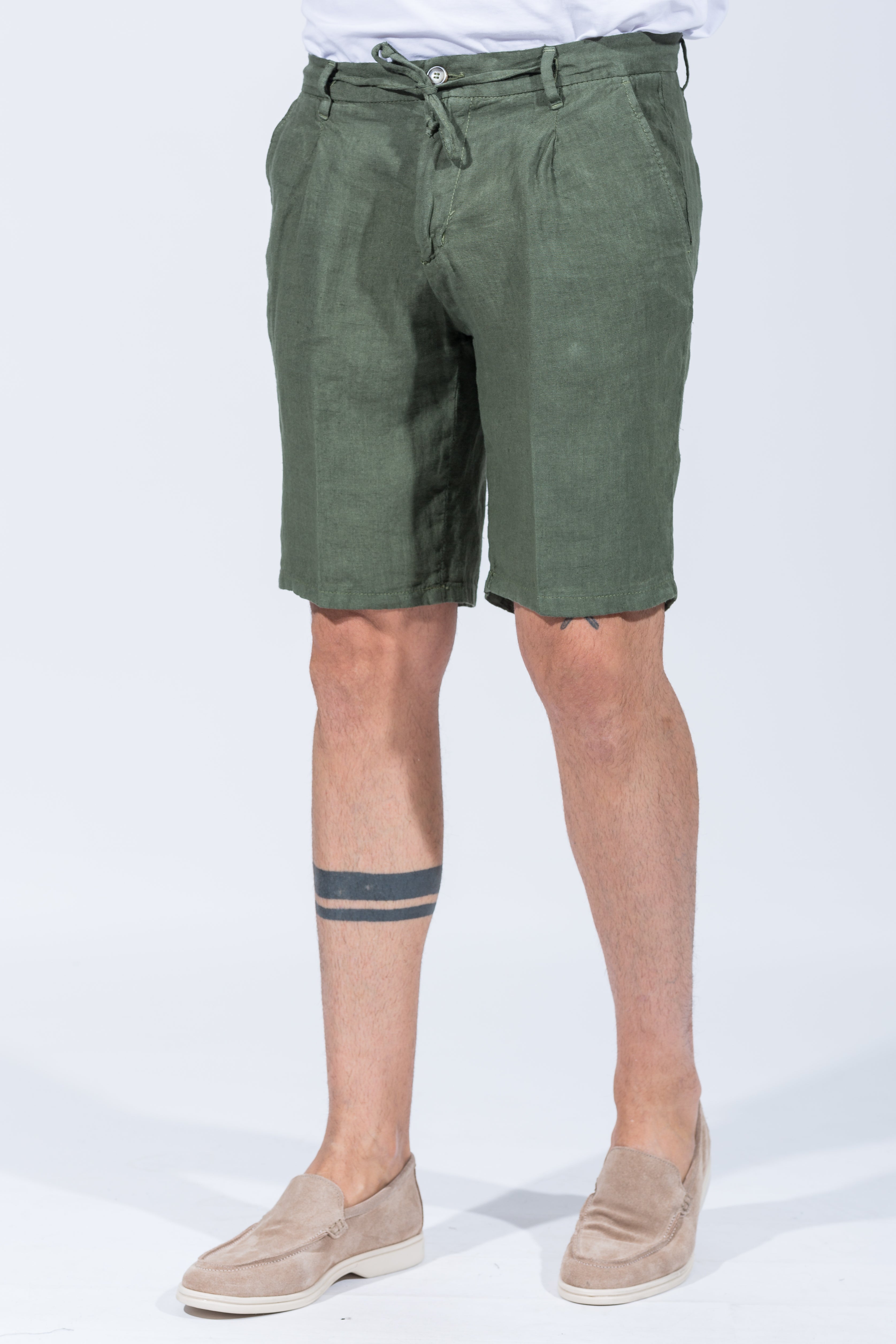 BERMUDA 100% LINO CON MOLLA E LACCIO IN VITA