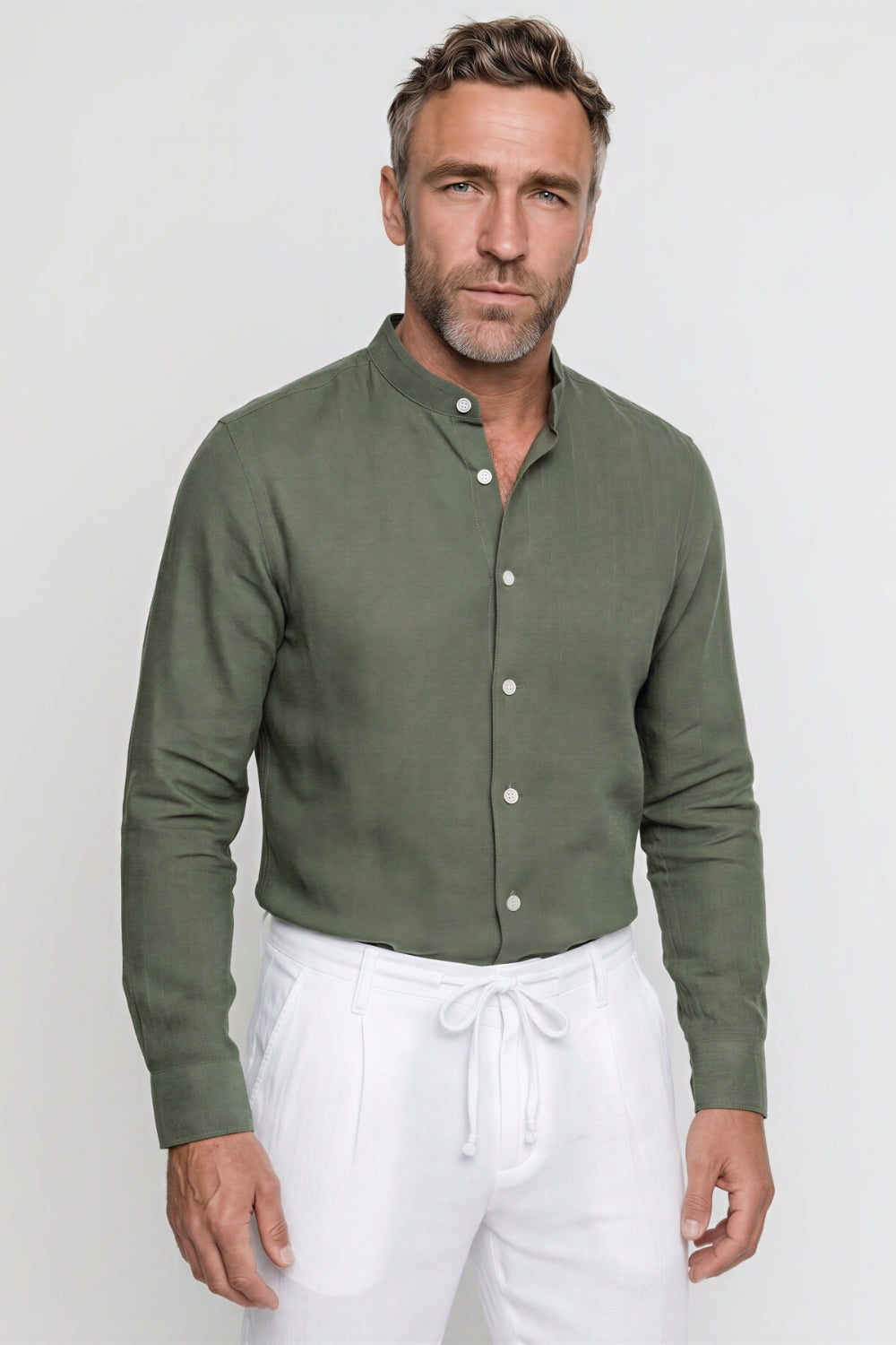 CAMICIA LINO COLLO KOREANA - CUSTOM - LAVATO