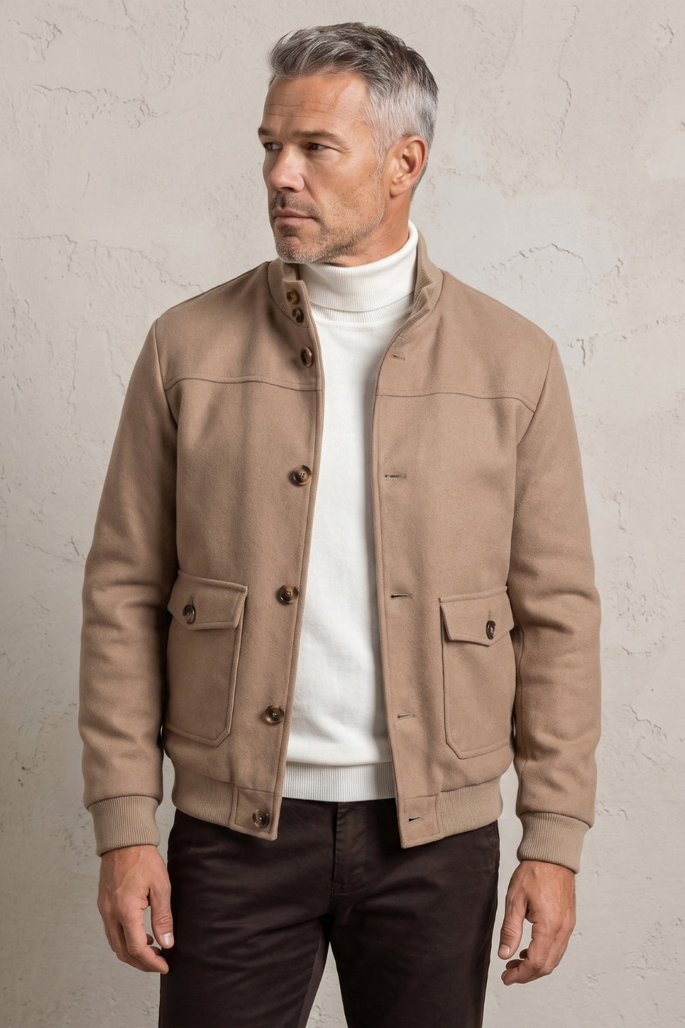 BOMBER BOTTONI MISTO LANA TASCHE APPLICATE