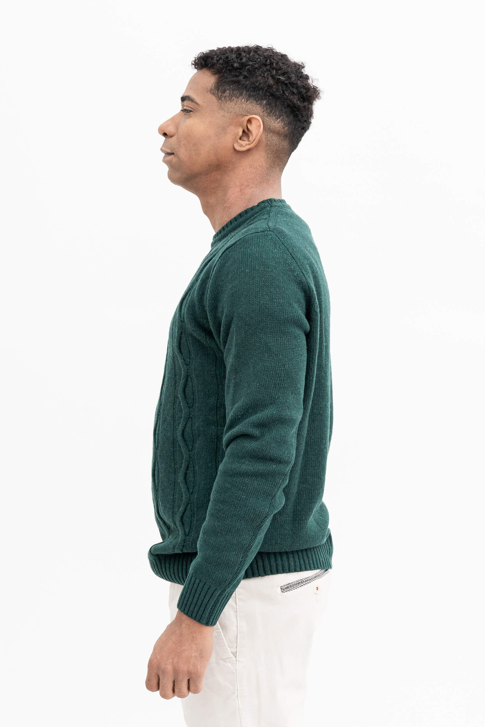 CREW NECK SWEATER WITH CABLES, GAUGE 7