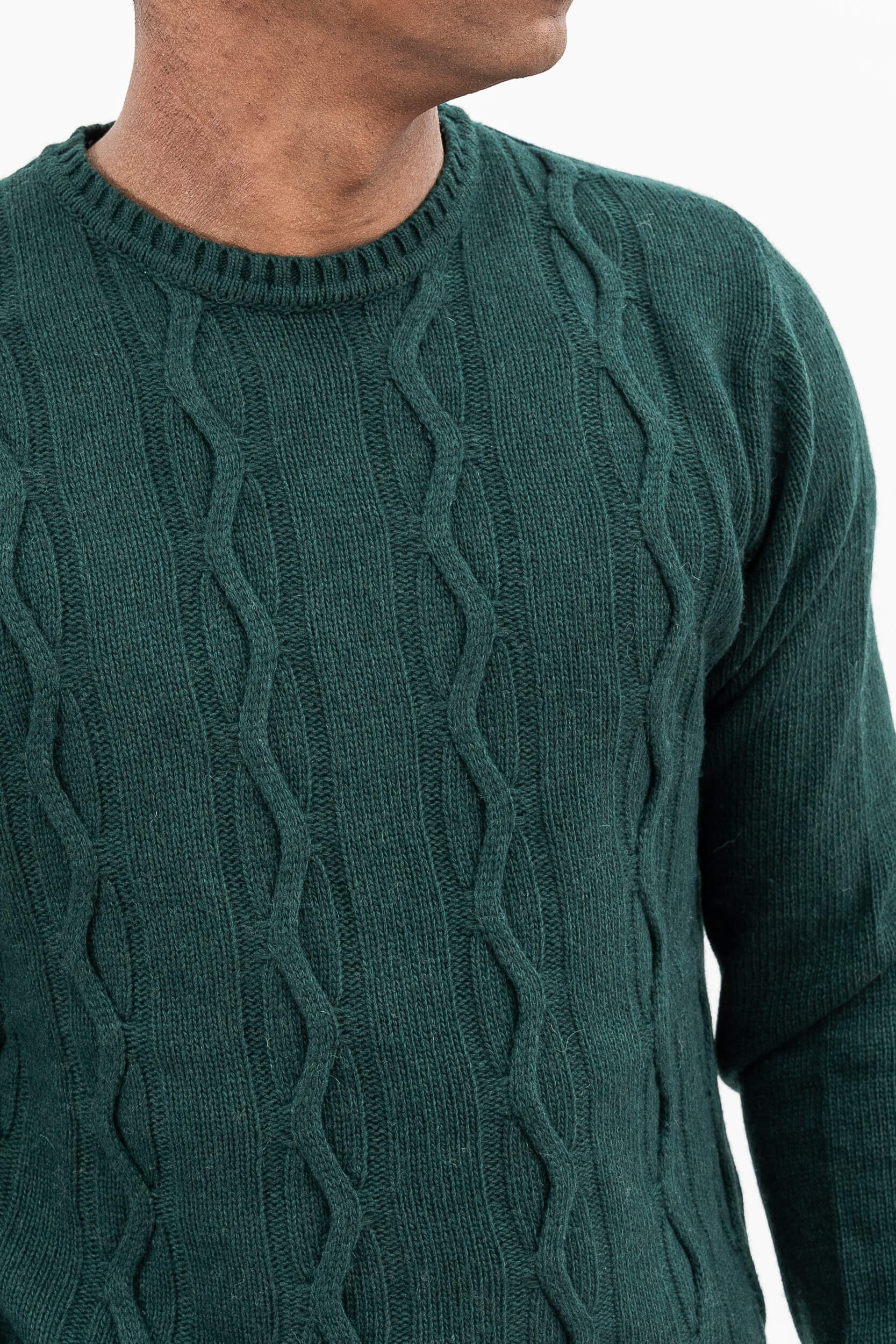 CREW NECK SWEATER WITH CABLES, GAUGE 7