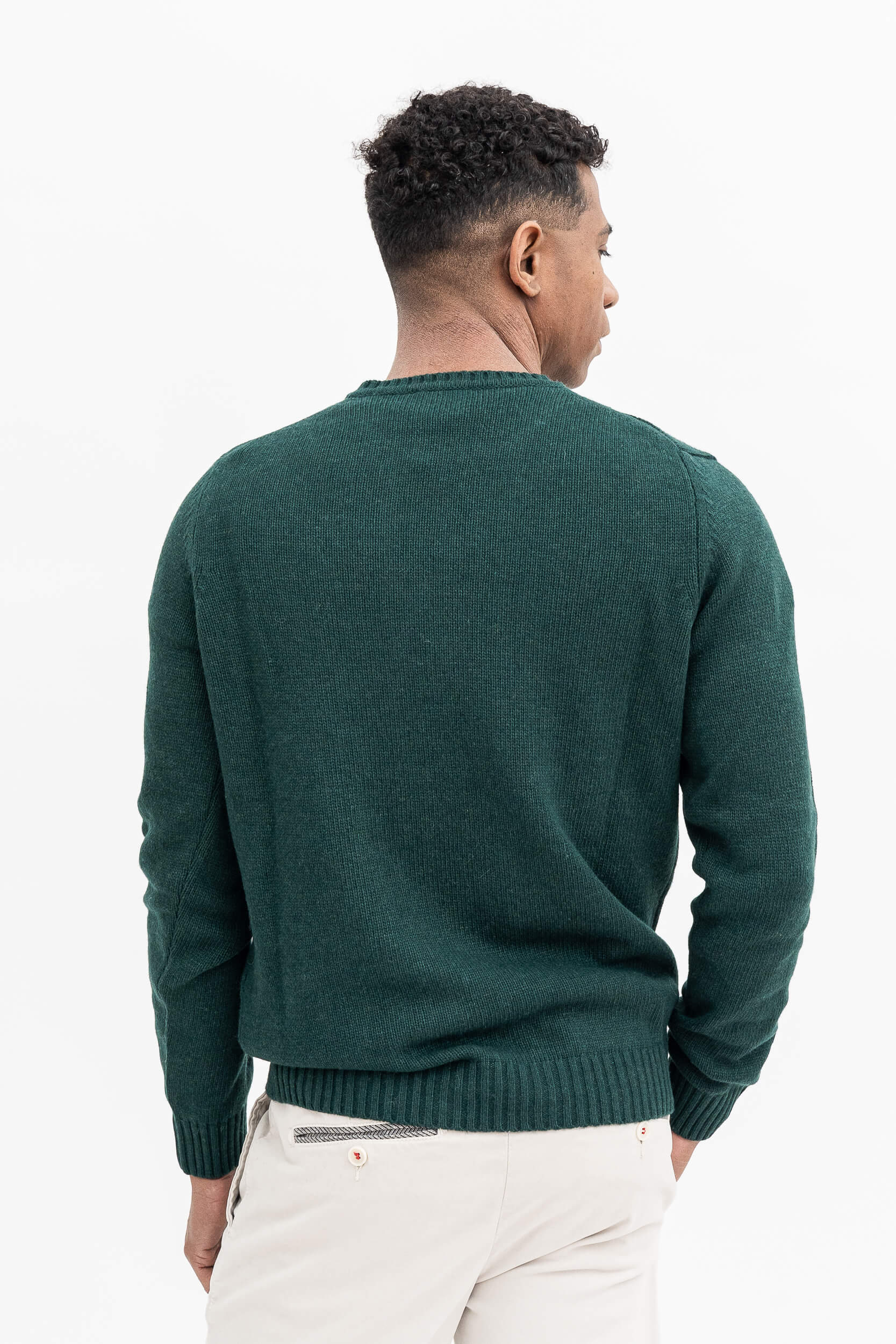 CREW NECK SWEATER WITH CABLES, GAUGE 7