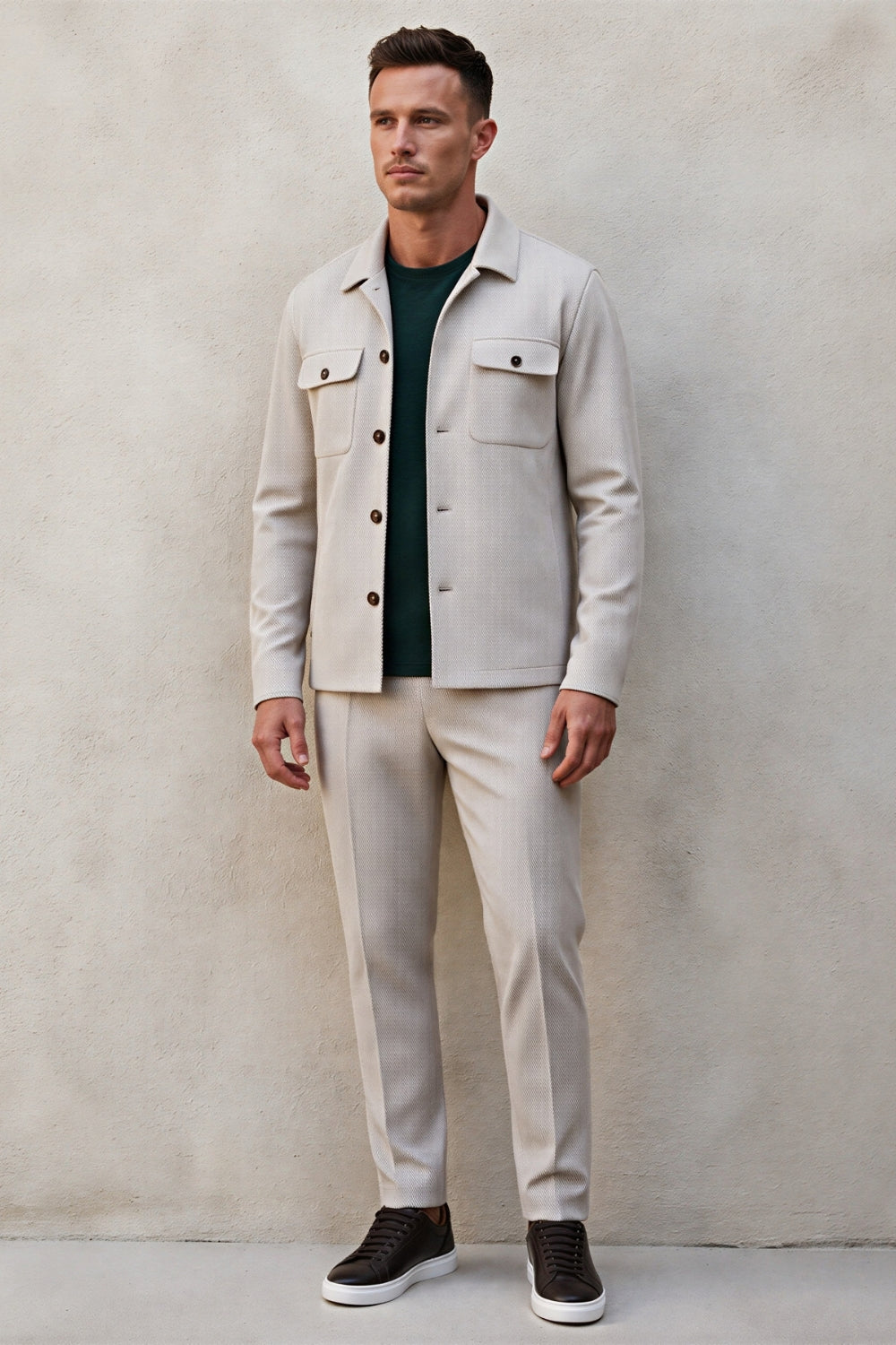 ABITO OVERSHIRT COLLO CAMICIA PANTALONE CON MOLLA