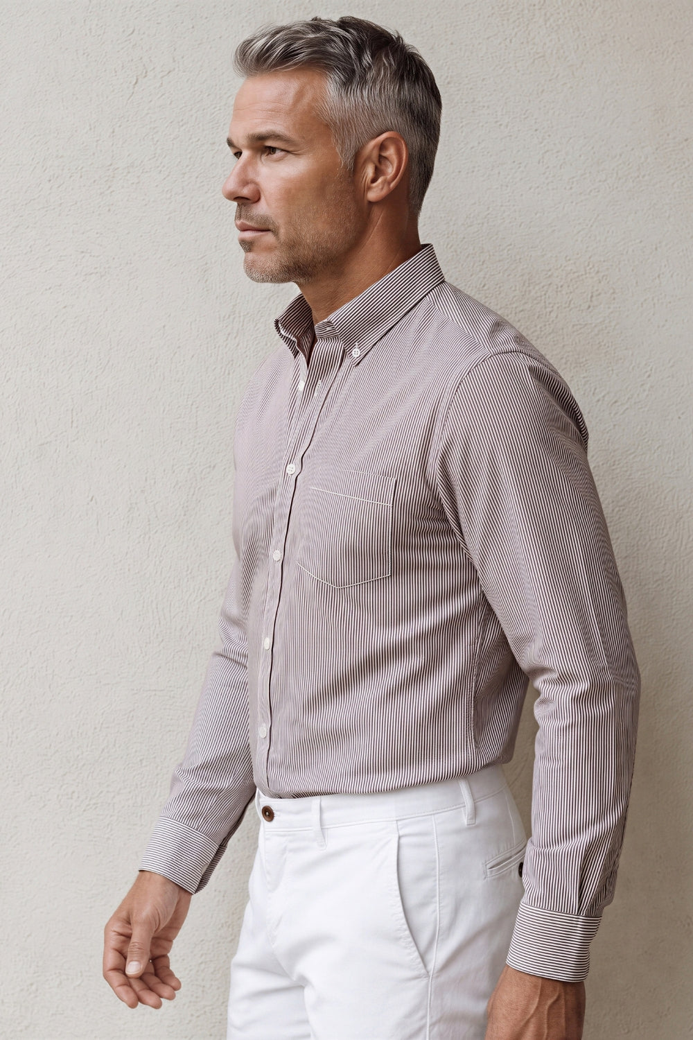 CAMICIA RIGA STRETTA B/D CON TASCHINO RIPRESE