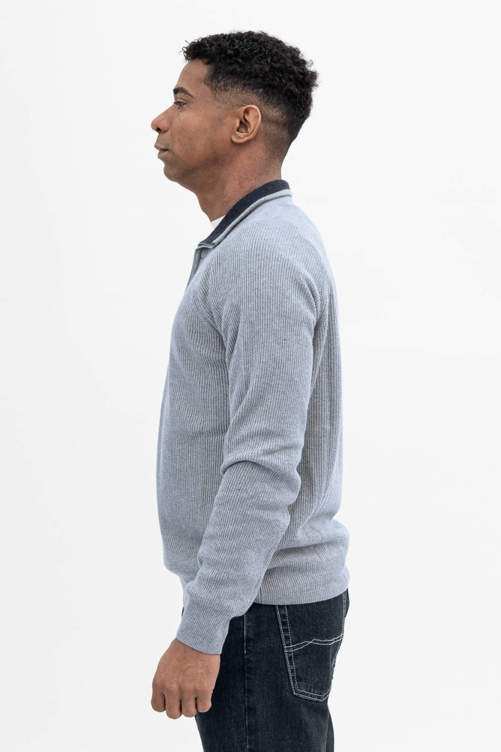 ENGLISH RIB HALF ZIP SWEATER