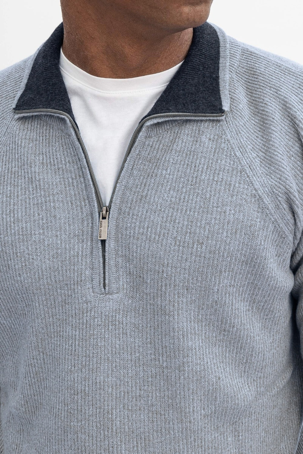 ENGLISH RIB HALF ZIP SWEATER