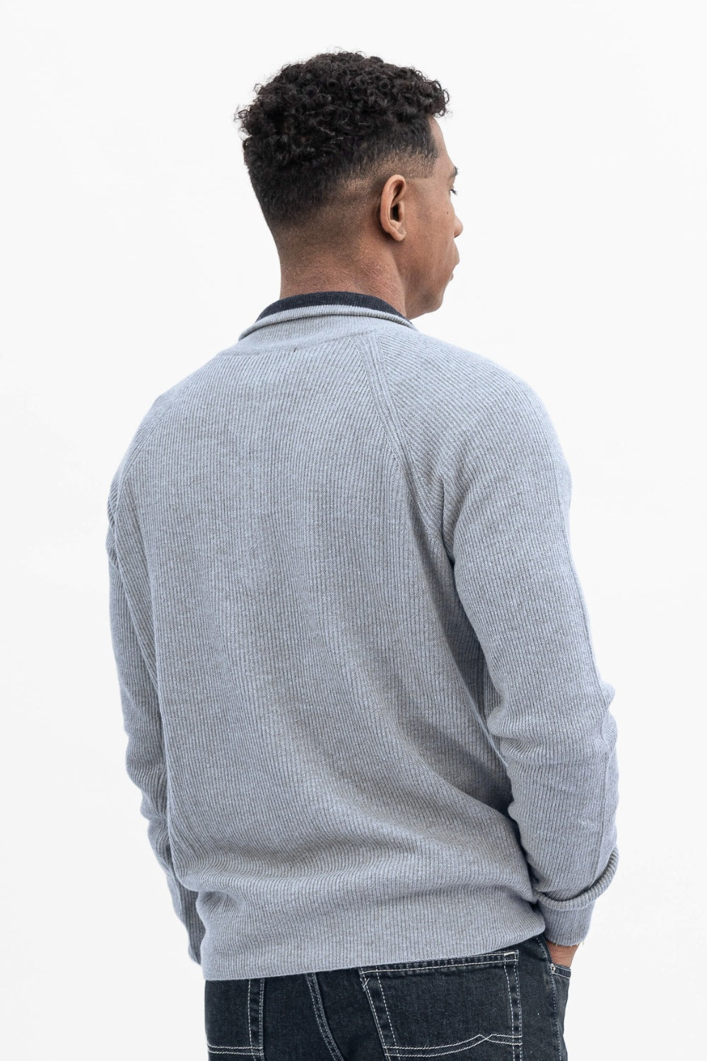 ENGLISH RIB HALF ZIP SWEATER