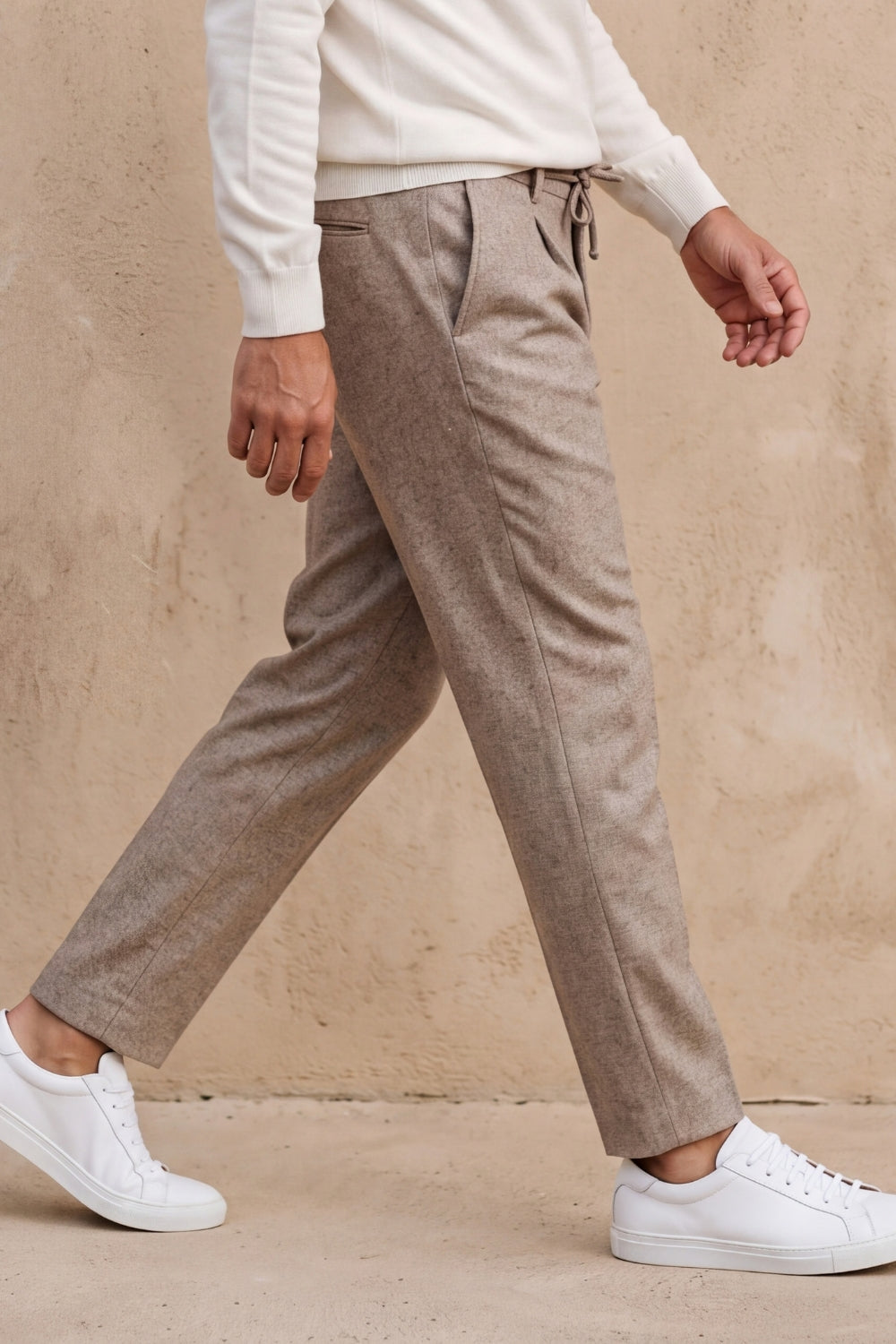 WOOL MIXED TROUSERS